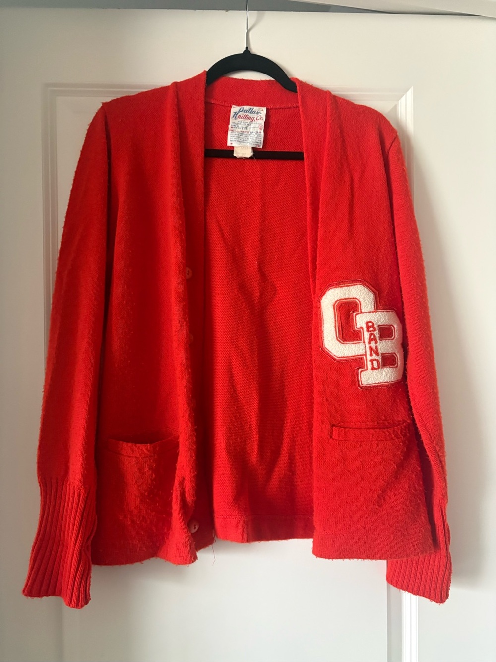 Vintage Red Letterman Cardigan Sweater - Band Patch